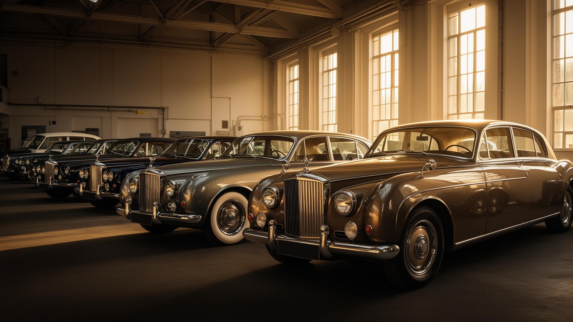 Collection of prestigious European automobiles in a museum-quality gallery